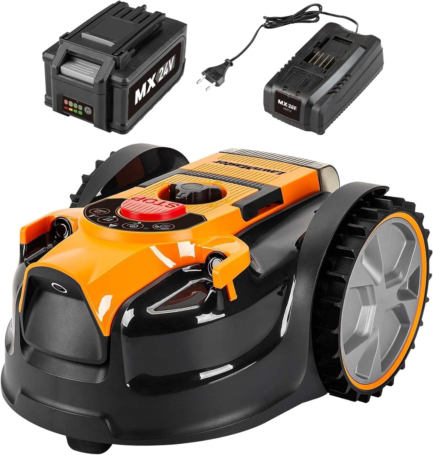 Robotická kosačka LawnMaster VBRM16 OcuMow s bezdrôtovým ovládaním, efektívna v záhrade s rozlohou až 100 m²